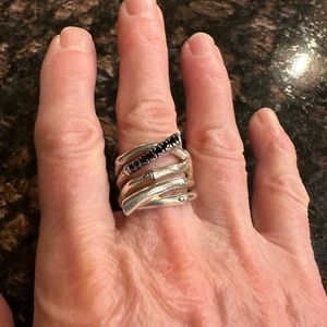 John Hardy ring size 7. Sterling silver with black stones.